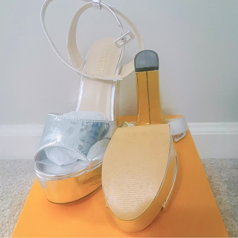 Amz Silver Platform Heels View 3